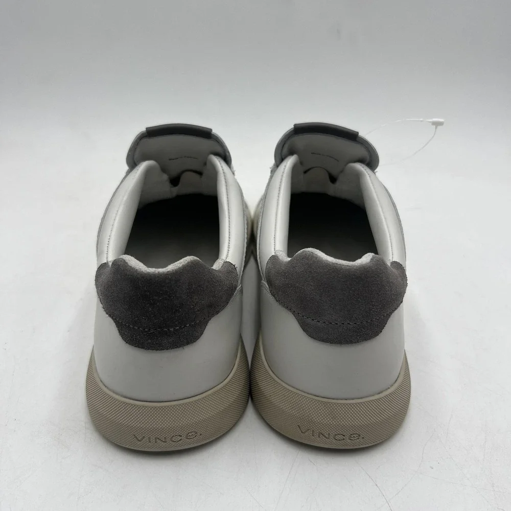 Vince Mercer Shoes Mens 7.5 White Gray Leather Low Top Casual Sneakers Classic - Picture 6 of 10